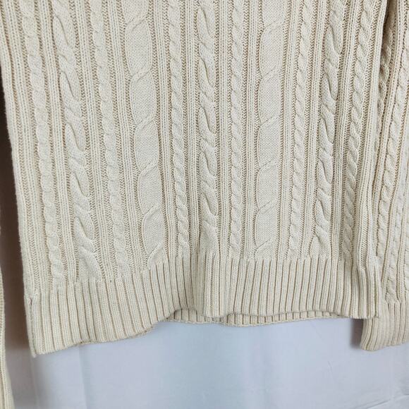 Croft & Barrow Womens S Cream Cable Knit Fisherman Quarter Zip Sweater Ski - Picture 6 of 9